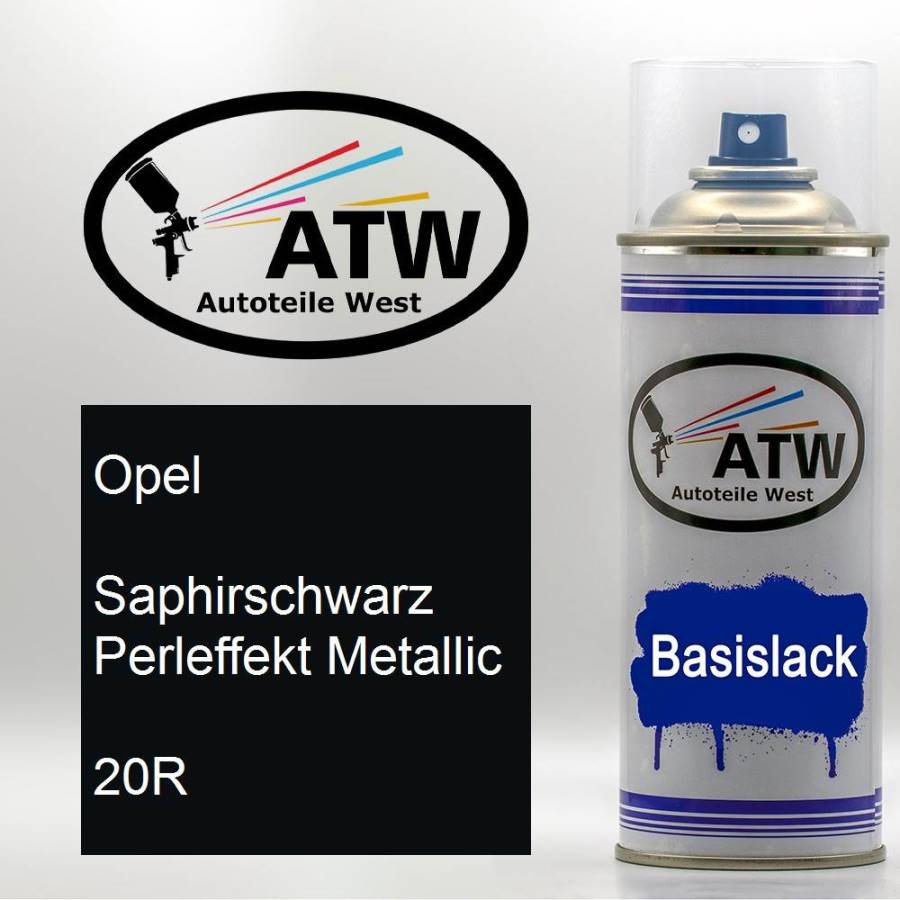 Opel, Saphirschwarz Perleffekt Metallic, 20R: 400ml Sprühdose, von ATW Autoteile West.